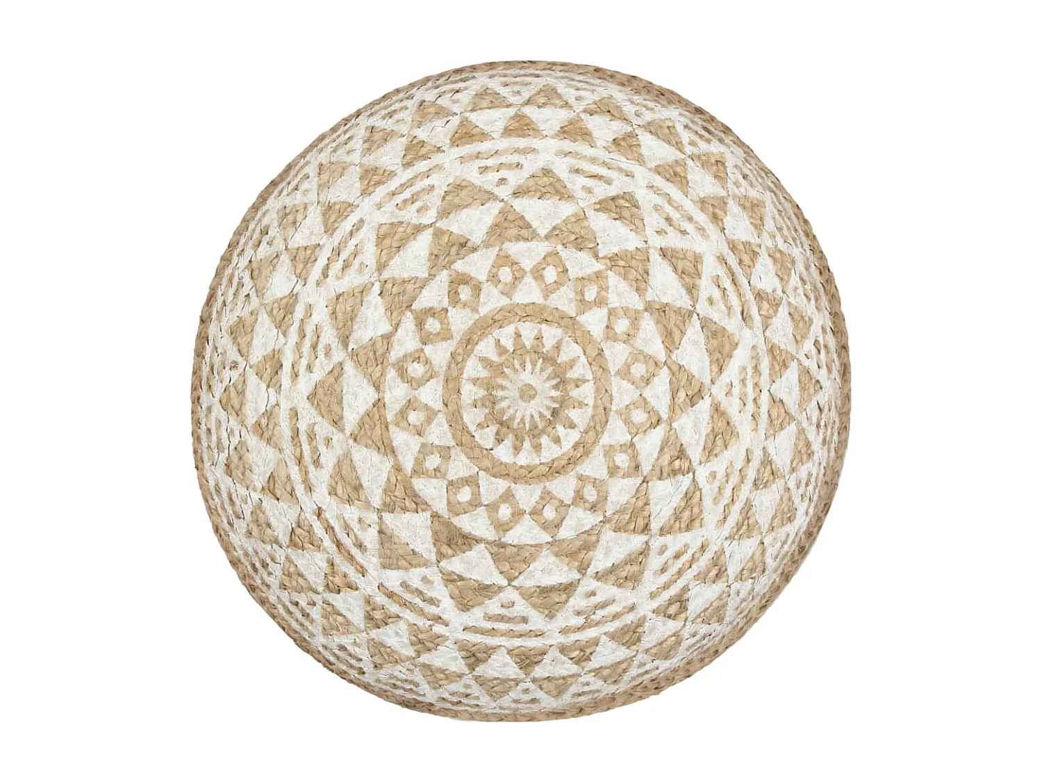 Pouf fait à la main Blanc 45x30 Jute