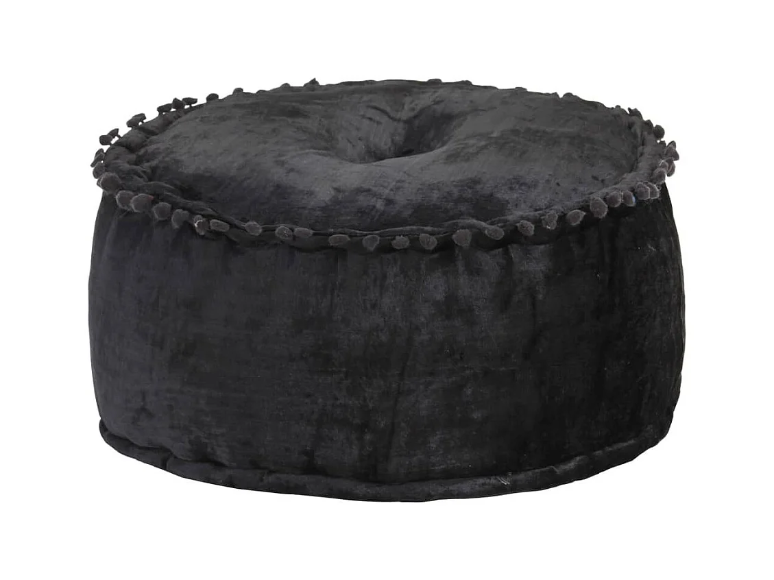 Pouf Rond Velours 40x20 Anthracite