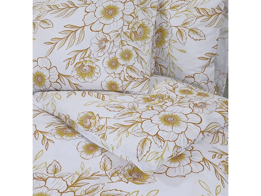 Ensemble de housse de couette blanc et marron 200x200 Coton