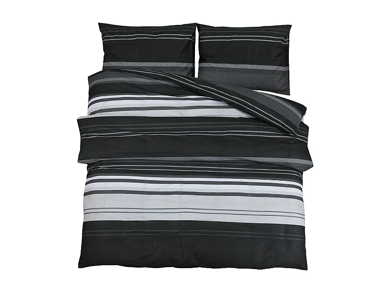 Ensemble de housse de couette noir et blanc 135x200 Coton