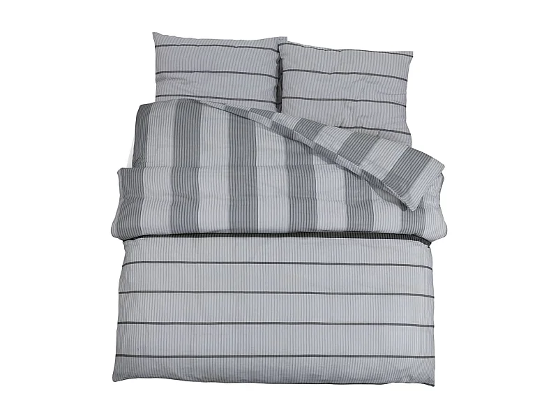 Ensemble de housse de couette Gris 200x220 Coton