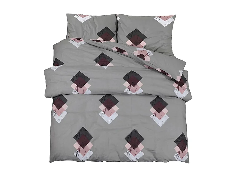 Ensemble de housse de couette Gris 200x200 Coton