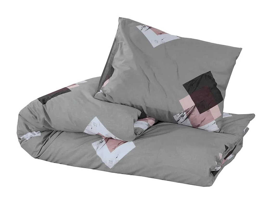 Ensemble de housse de couette Gris 200x220 Coton