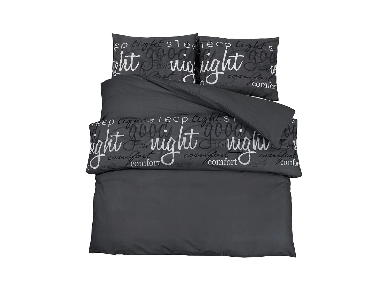 Ensemble de housse de couette Noir 140x200 Coton