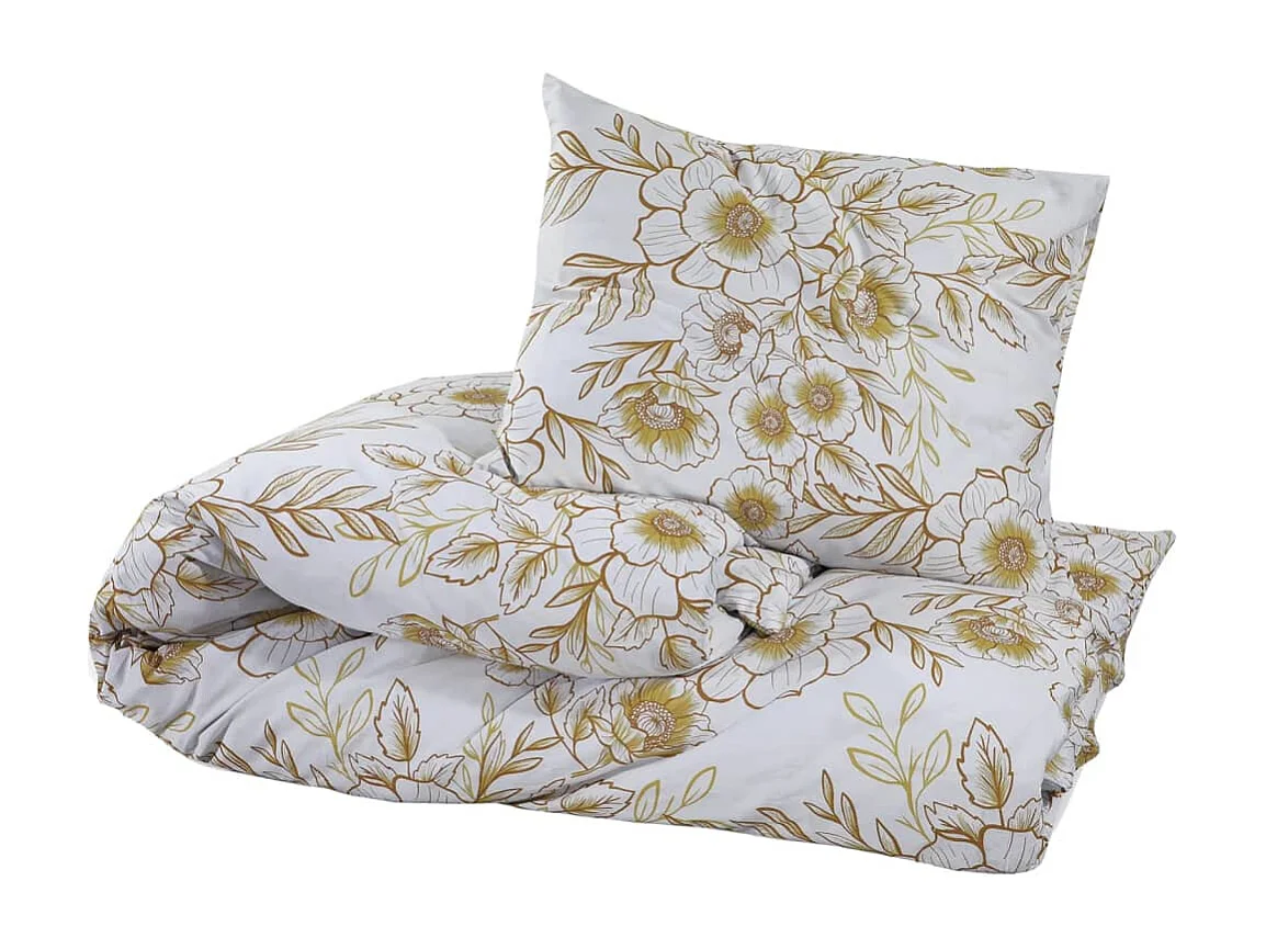 Ensemble de housse de couette blanc et marron 135x200 Coton