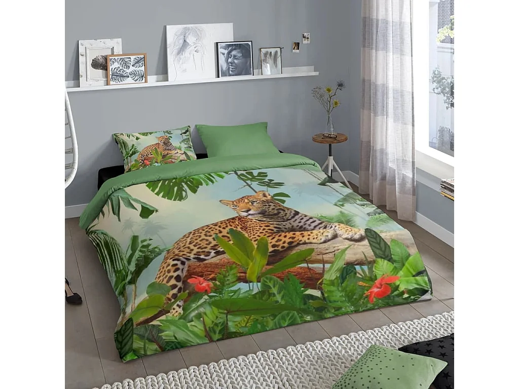 Good Morning Housse de couette JUNGLE 200x200-220 Multicolore