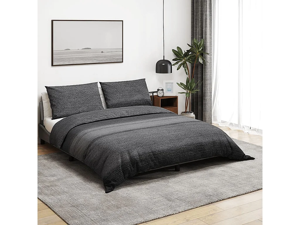 Ensemble de housse de couette gris foncé 135x200 Coton