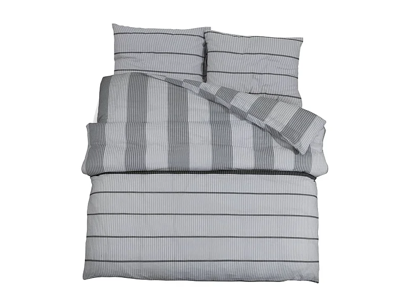 Ensemble de housse de couette Gris 140x200 Coton
