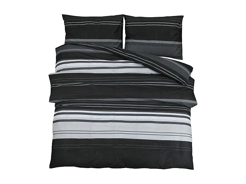 Ensemble de housse de couette noir et blanc 225x220 Coton