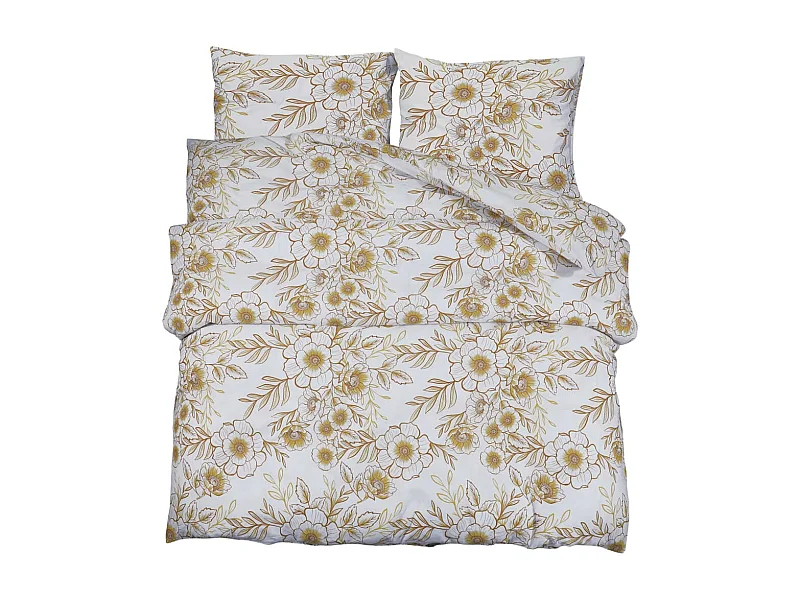 Ensemble de housse de couette blanc et marron 200x200 Coton