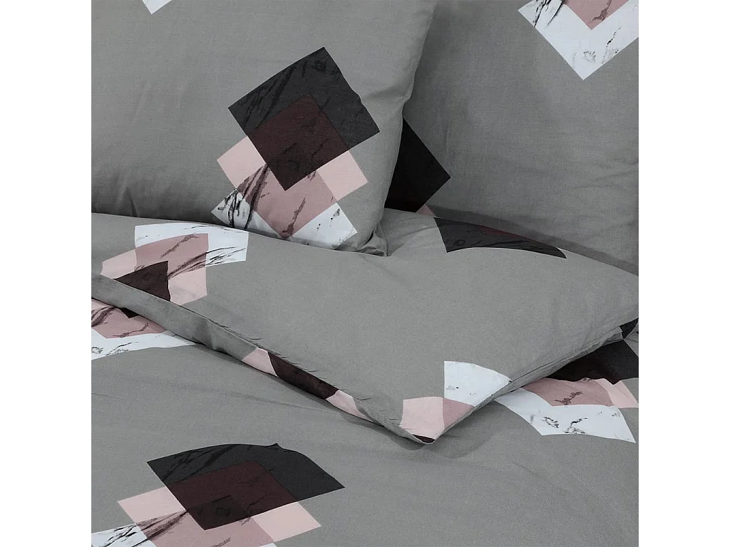 Ensemble de housse de couette Gris 225x220 Coton