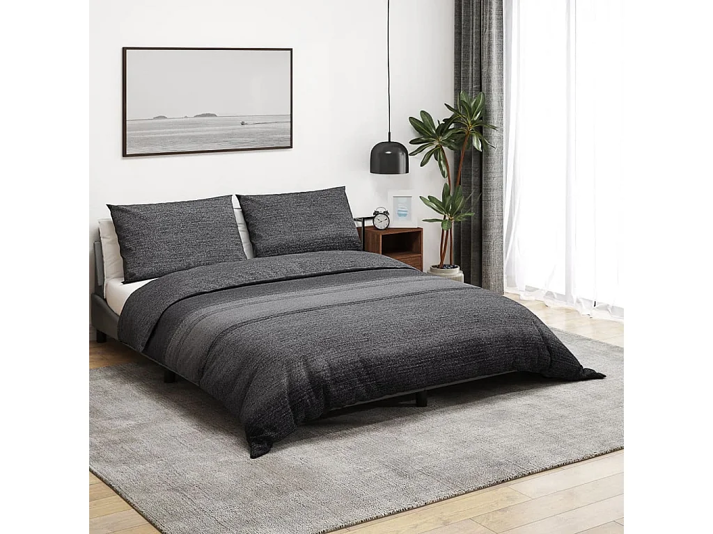 Ensemble de housse de couette gris foncé 140x200 Coton