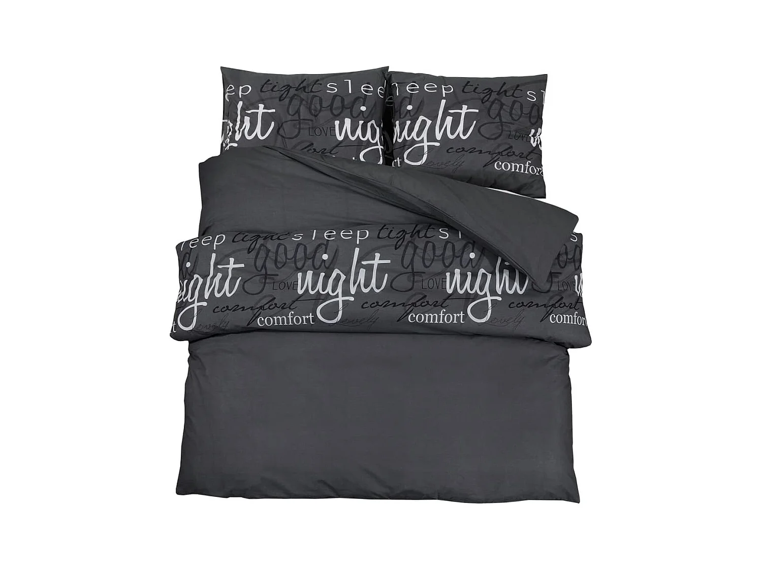 Ensemble de housse de couette Noir 240x220 Coton