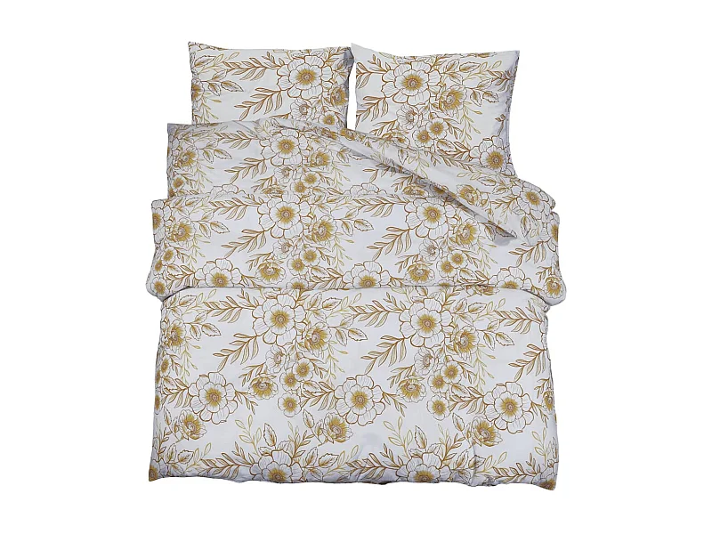 Ensemble de housse de couette blanc et marron 200x200 Coton
