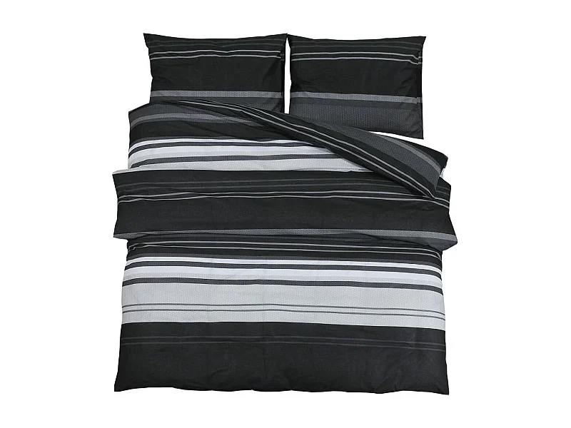 Ensemble de housse de couette noir et blanc 140x200 Coton