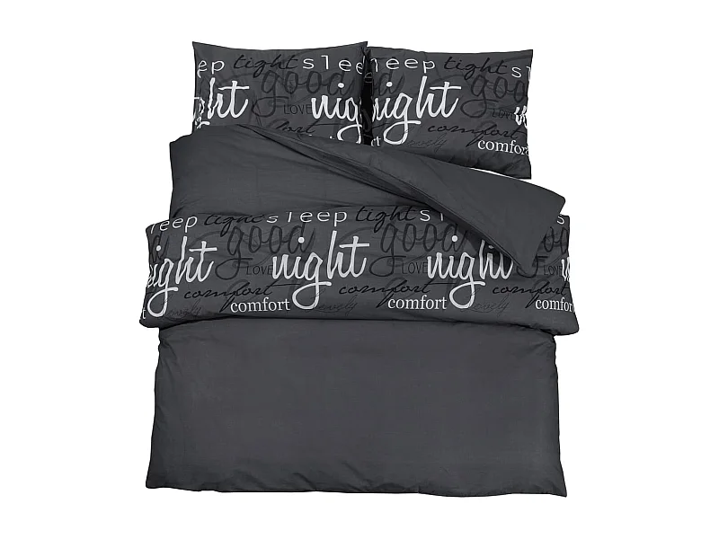 Ensemble de housse de couette Noir 135x200 Coton