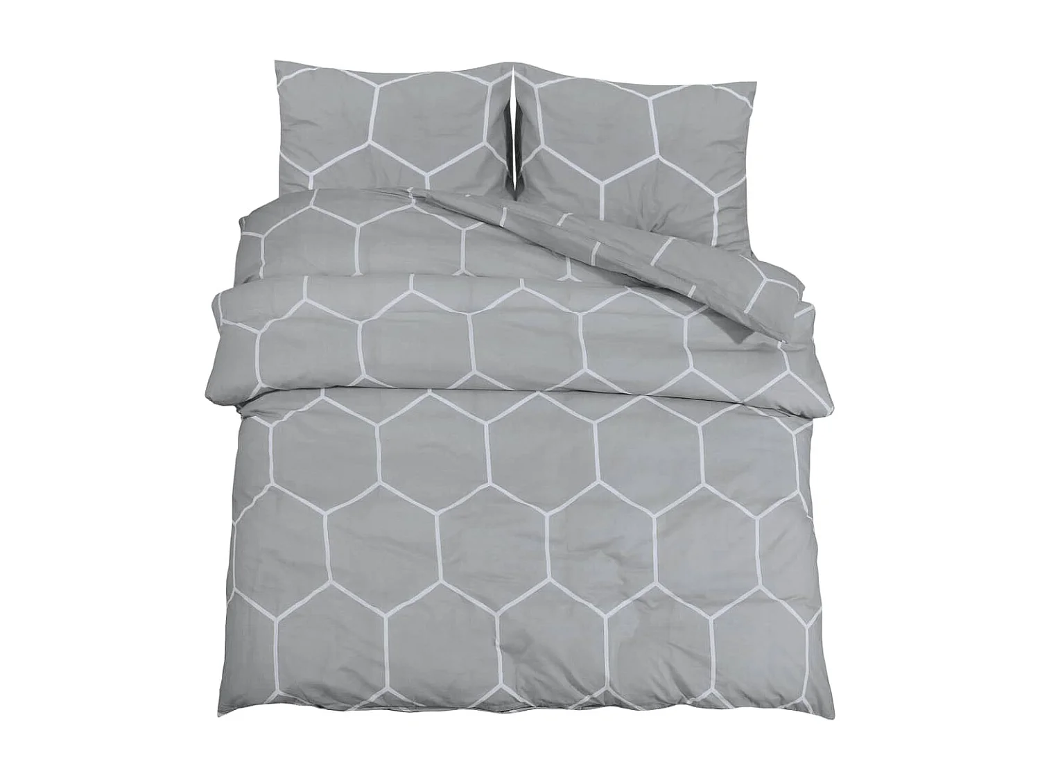 Ensemble de housse de couette Gris 225x220 Coton