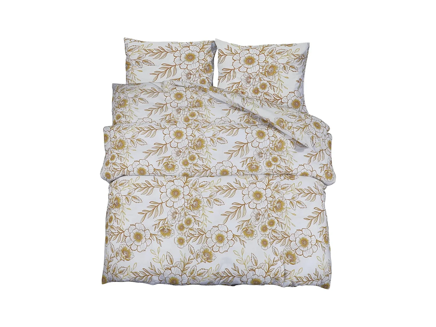 Ensemble de housse de couette blanc et marron 220x240 Coton
