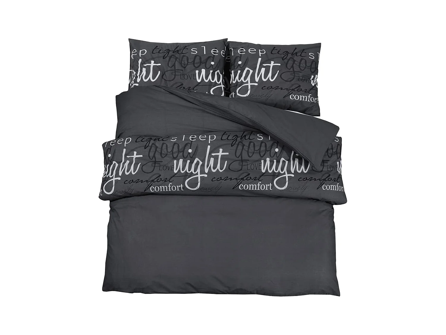 Ensemble de housse de couette Noir 260x240 Coton