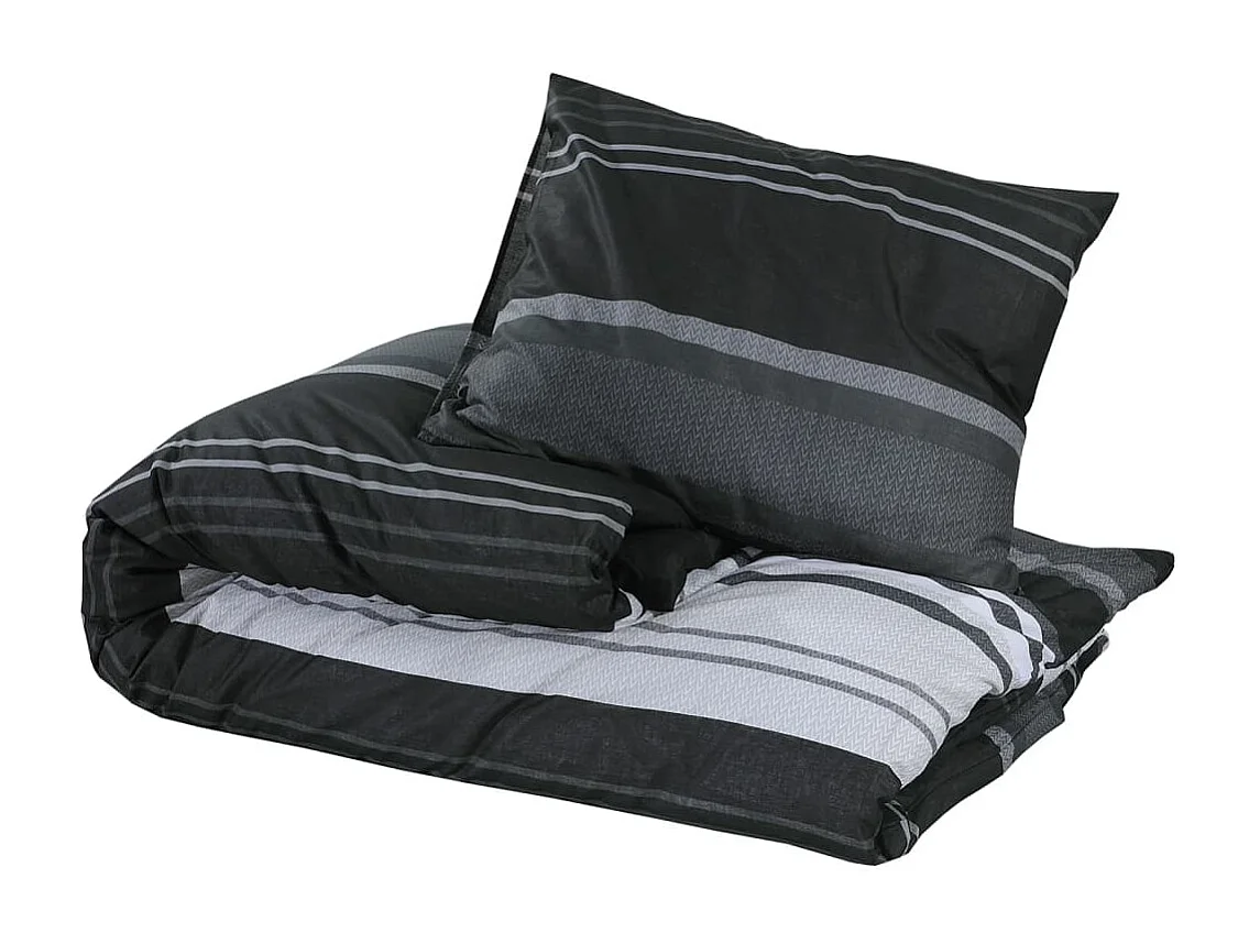 Ensemble de housse de couette noir et blanc 155x220 Coton
