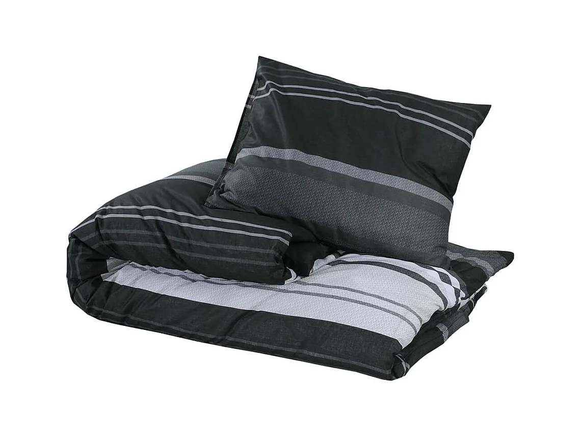 Ensemble de housse de couette noir et blanc 140x200 Coton