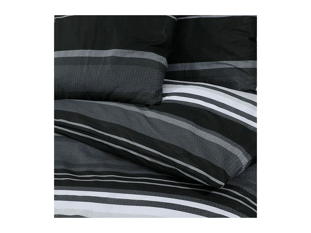Ensemble de housse de couette noir et blanc 140x200 Coton