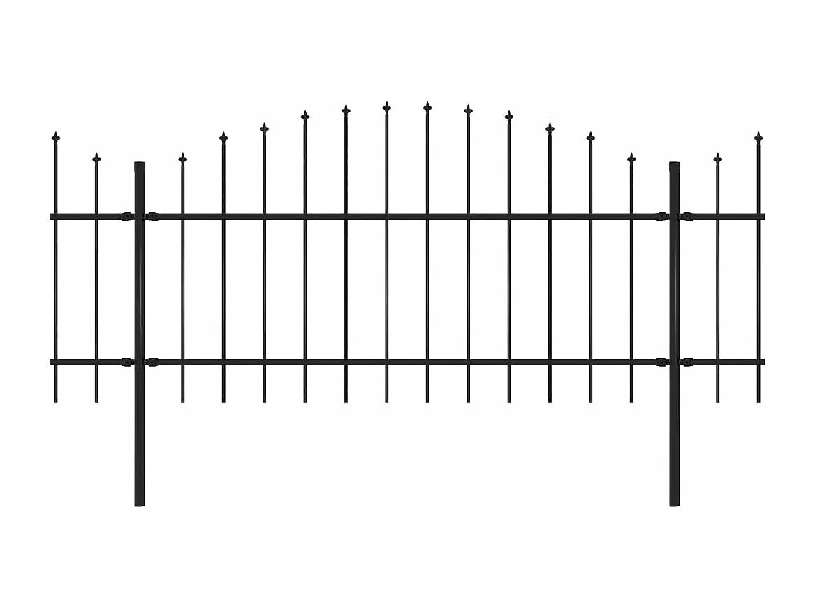 Clôture de jardin à dessus en lance Acier (1-1,25)x13,6 m Noir
