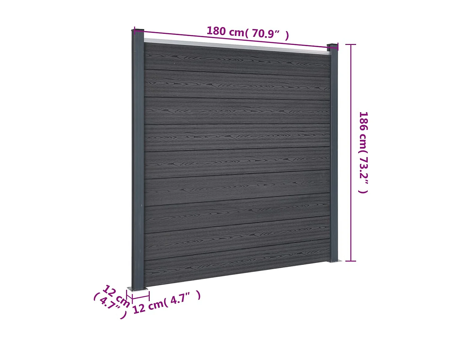 Ensemble de panneaux de clôture gris 180x186 WPC