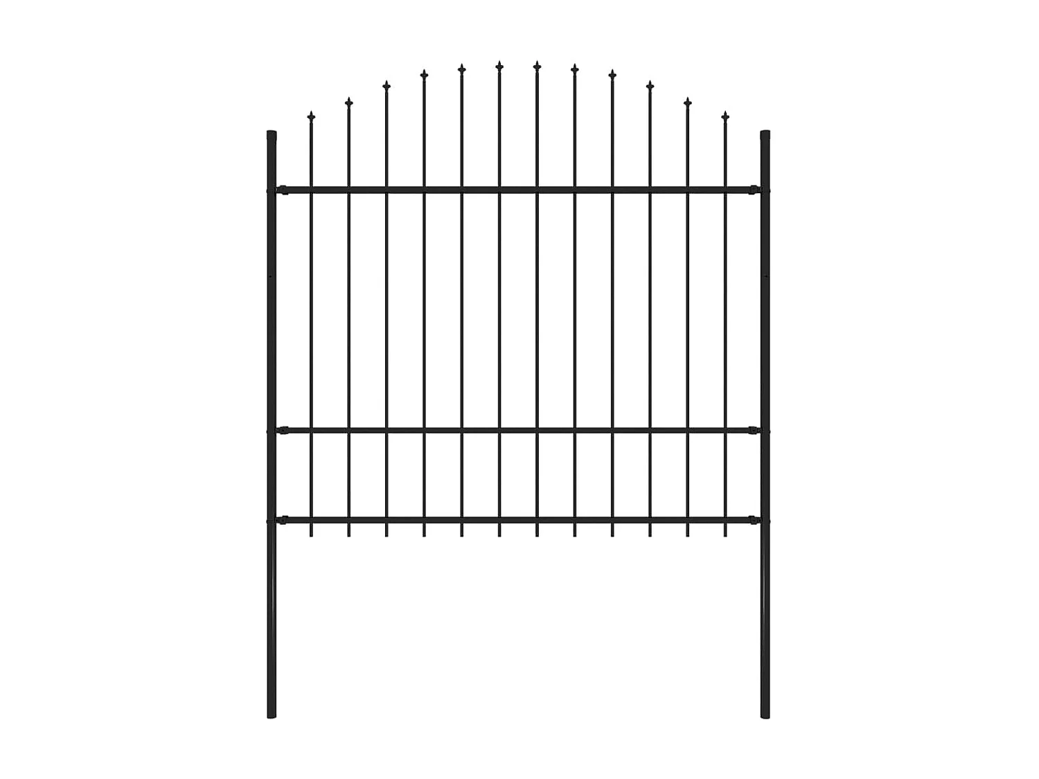 Clôture de jardin à dessus en lance Acier (1,5-1,75)x1,7 m Noir