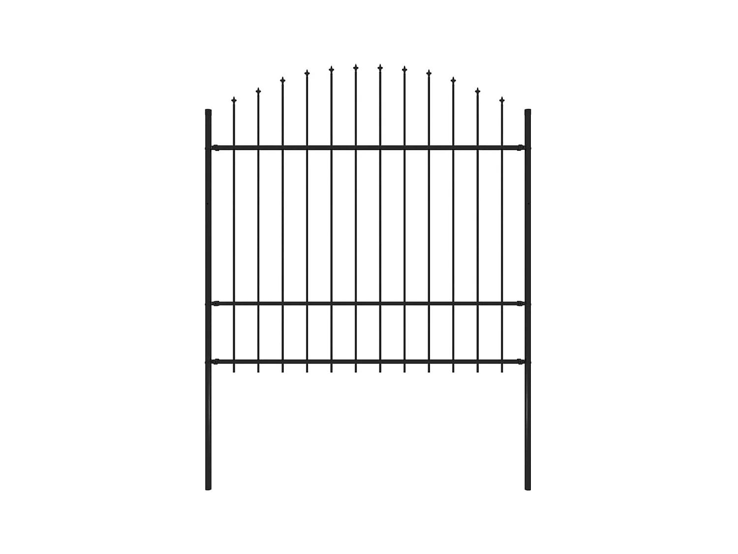 Clôture de jardin à dessus en lance Acier (1,5-1,75)x1,7 m Noir