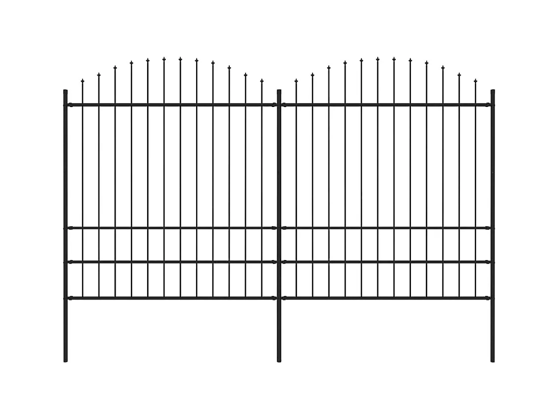 Clôture de jardin à dessus en lance Acier (1,75-2)x3,4 m Noir