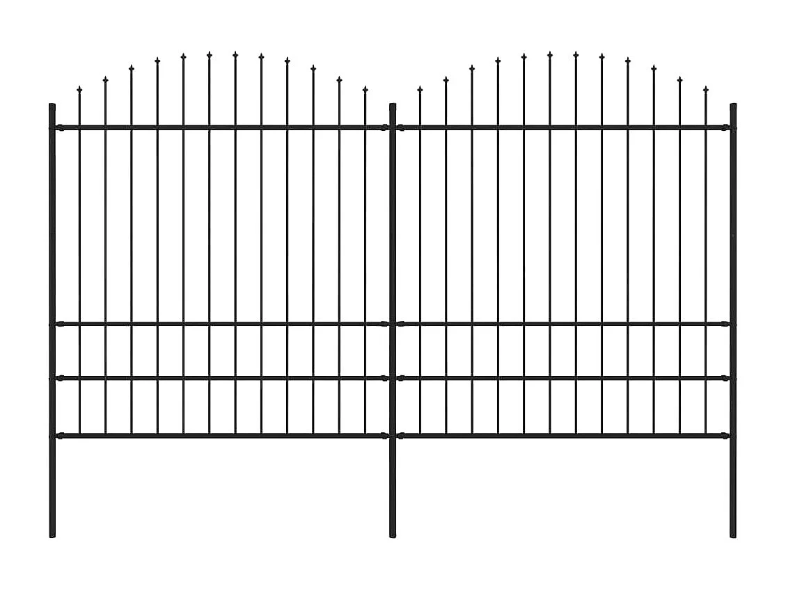 Clôture de jardin à dessus en lance Acier (1,75-2)x3,4 m Noir