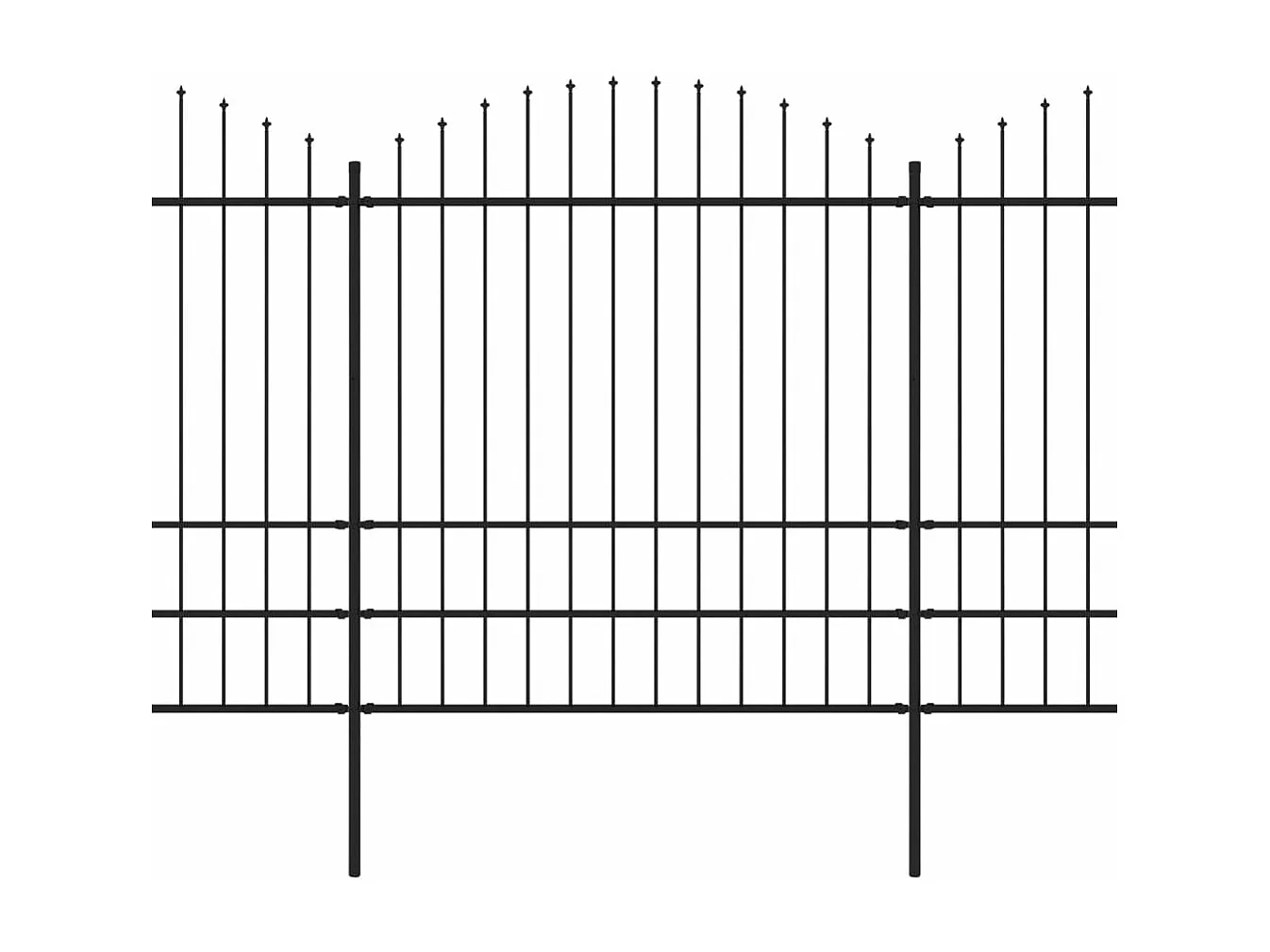 Clôture de jardin à dessus en lance Acier (1,75-2)x3,4 m Noir