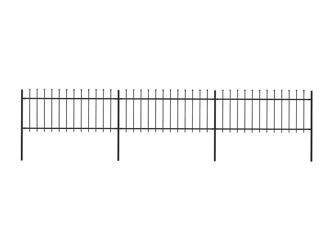 Clôture de jardin avec dessus en lance Acier 5,1 x 0,8 m Noir