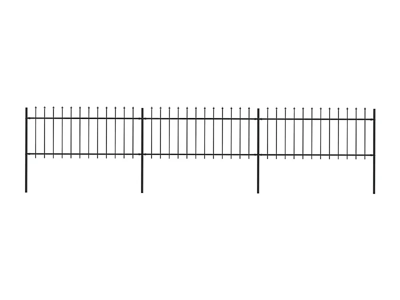 Clôture de jardin avec dessus en lance Acier 5,1 x 0,8 m Noir