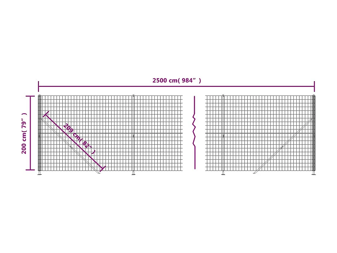 Clôture en treillis métallique avec bride anthracite 2x25 m