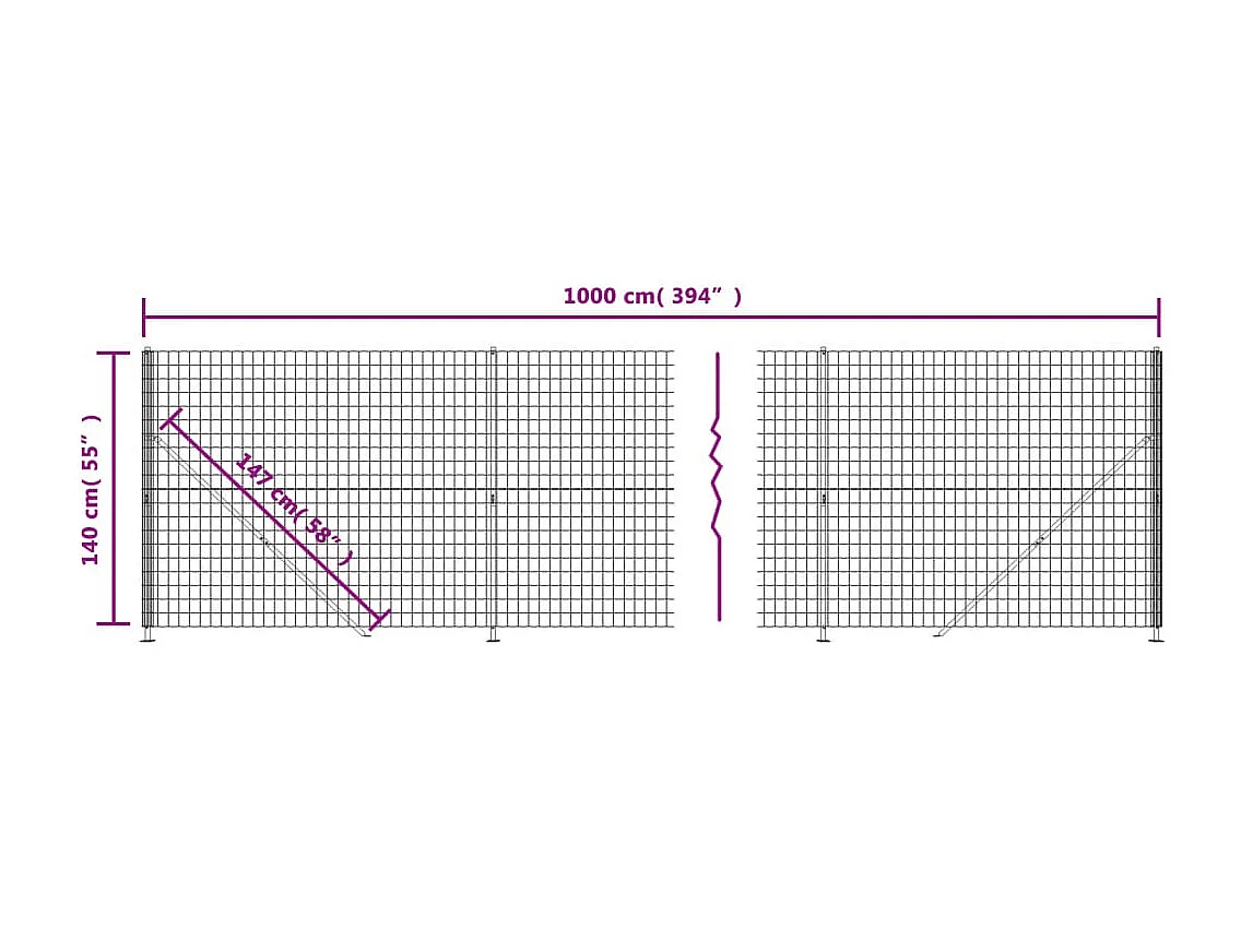 Clôture en treillis métallique avec bride vert 1,4x10 m