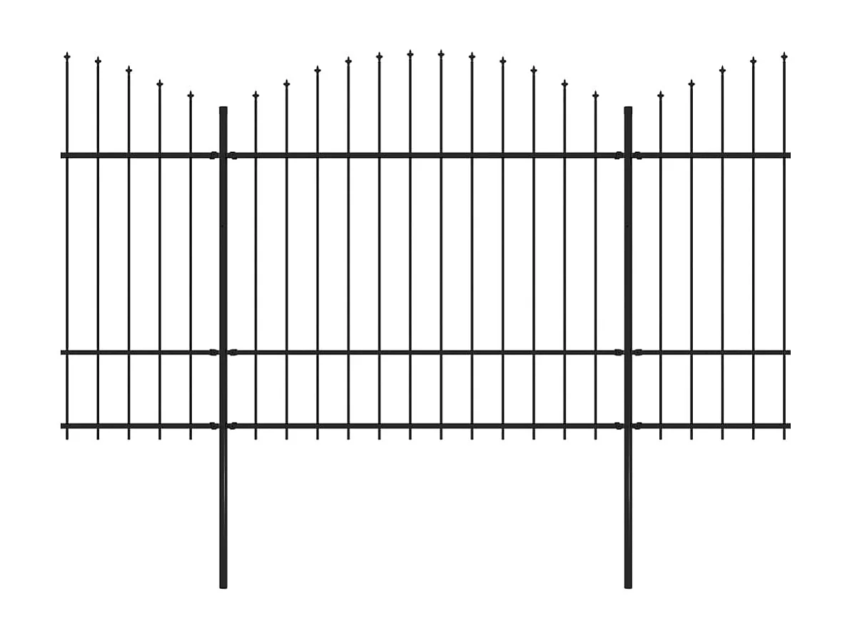 Clôture de jardin à dessus en lance Acier (1,5-1,75)x8,5 m Noir