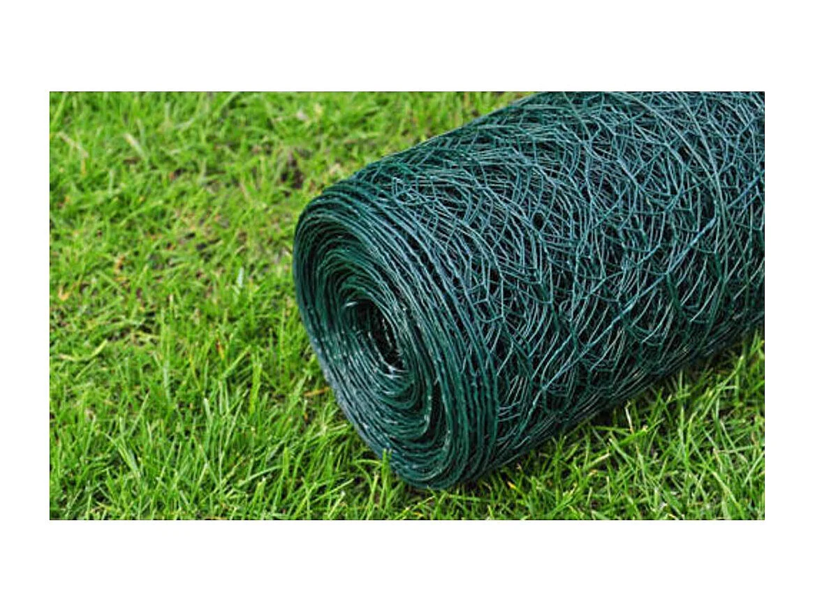 Grillage Acier galvanisé et revêtement en PVC 25x0,5 m Vert