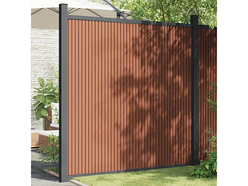 Panneau de clôture avec 2 poteaux marron 180x186 WPC