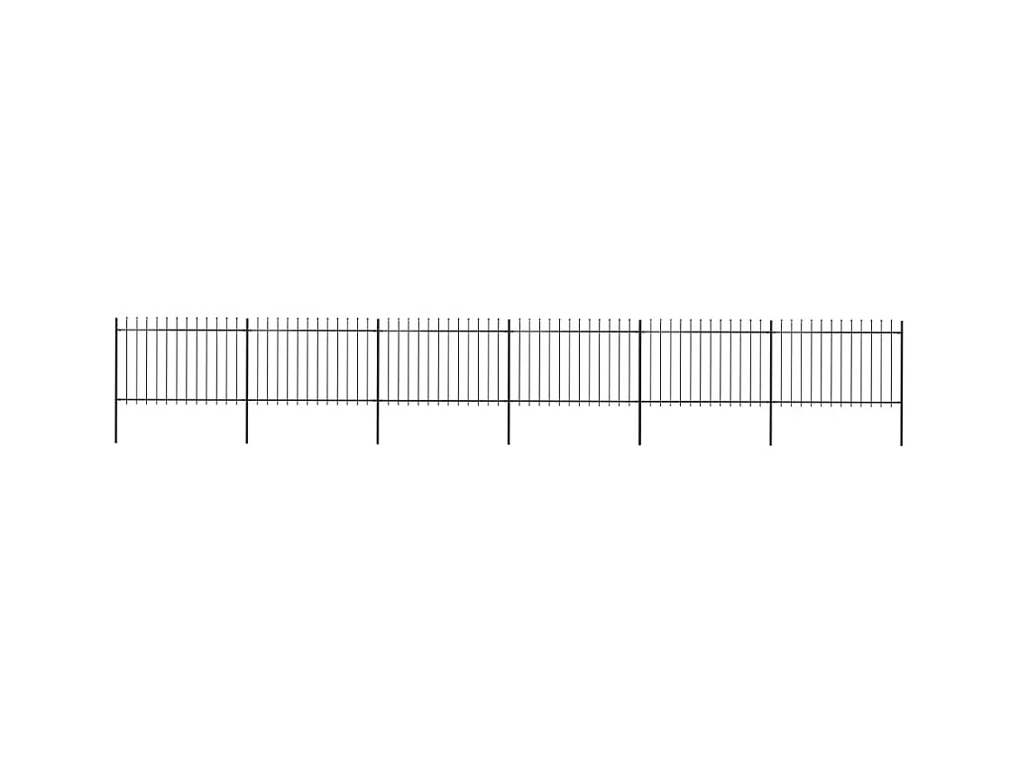 Clôture de jardin avec dessus en lance Acier 10,2 x 1,2 m Noir