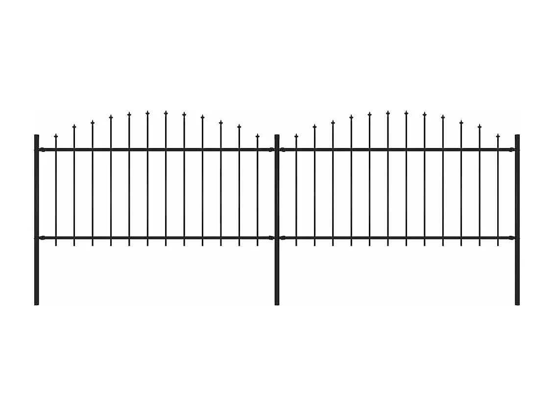 Clôture de jardin à dessus en lance Acier (1,25-1,5)x3,4 m Noir