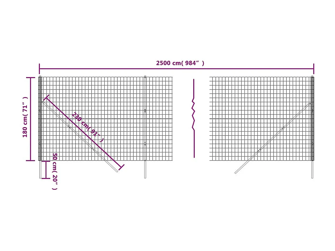 Clôture en treillis métallique anthracite 1,8x25 m