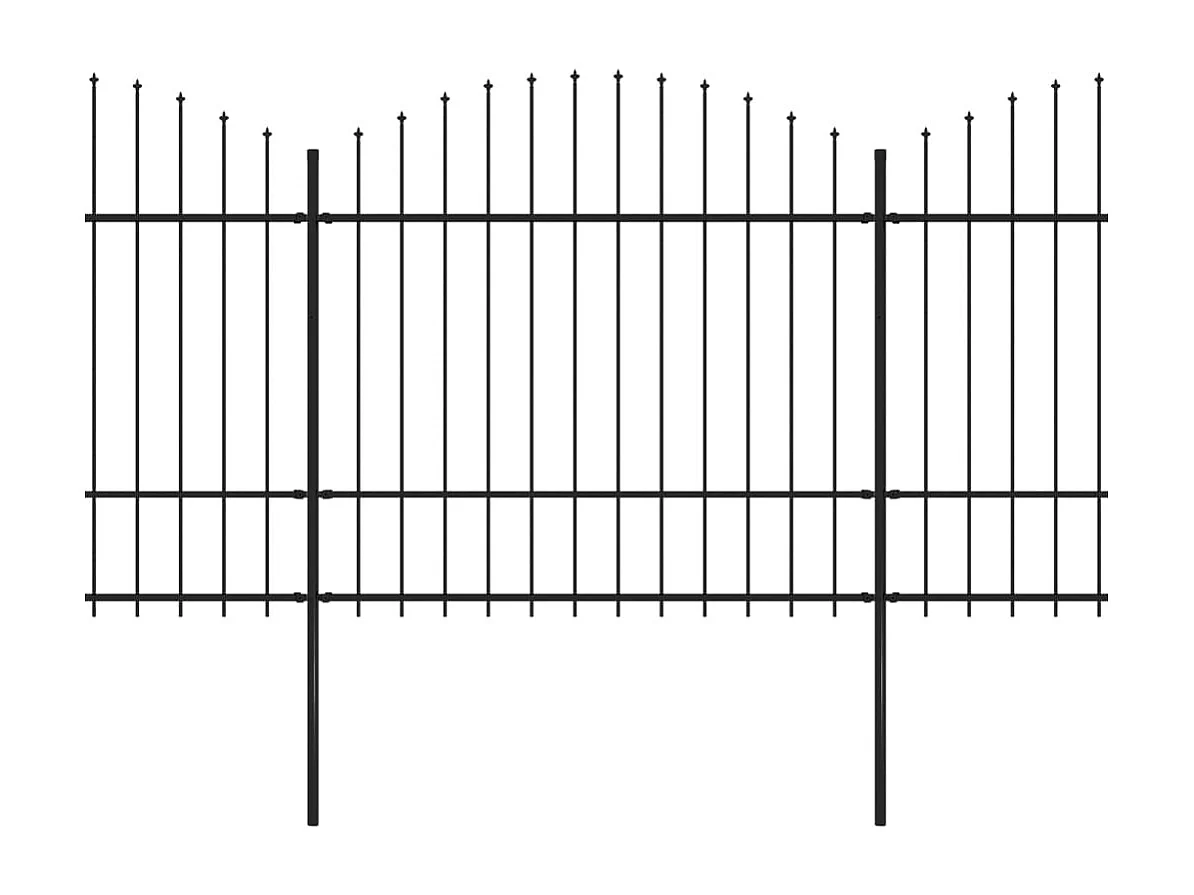 Valla de jardín con punta de lanza acero negro (1,5-1,75)x13,6m