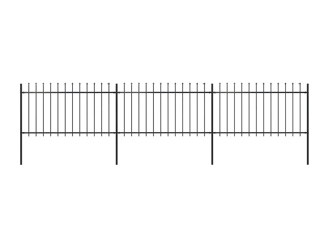 Clôture de jardin avec dessus en lance Acier 5,1 x 1 m Noir