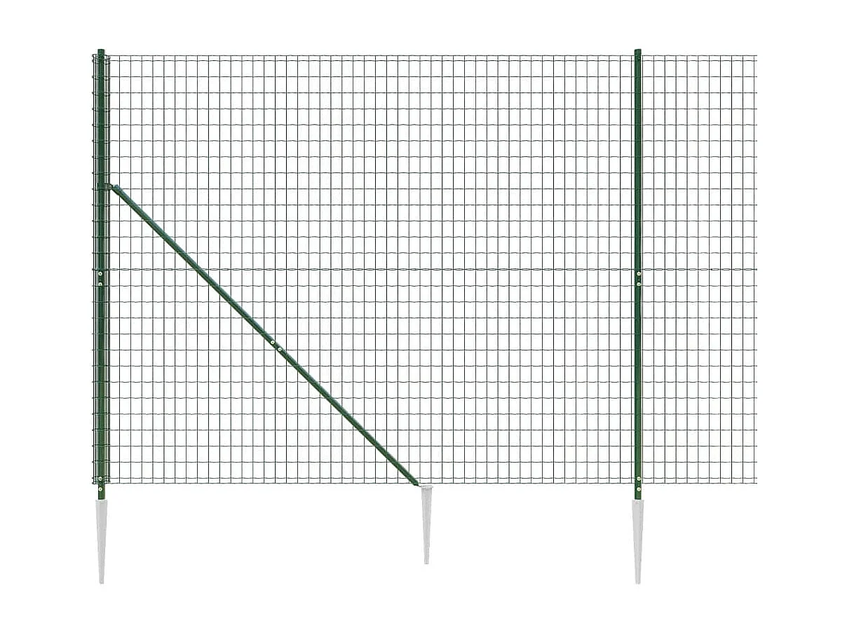 Clôture en treillis métallique et piquet d'ancrage vert 2x25 m