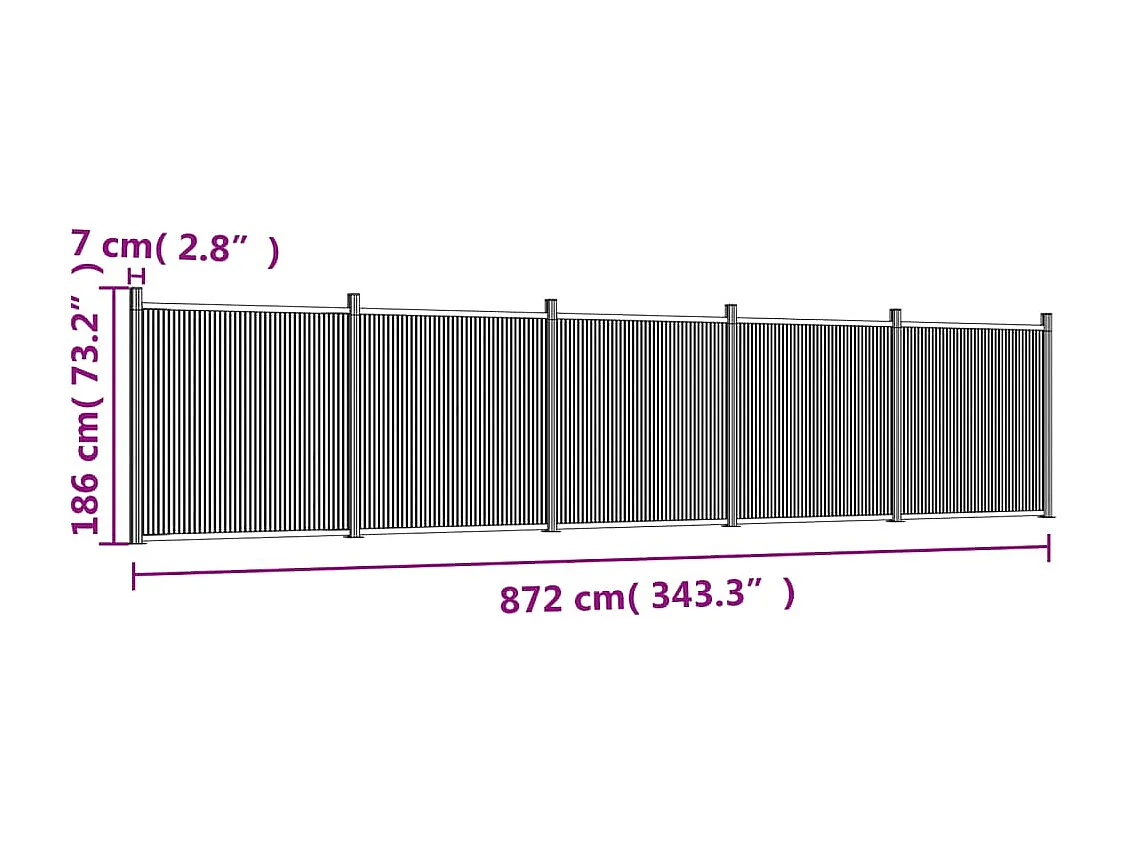 Panneau de clôture marron 872x186 WPC