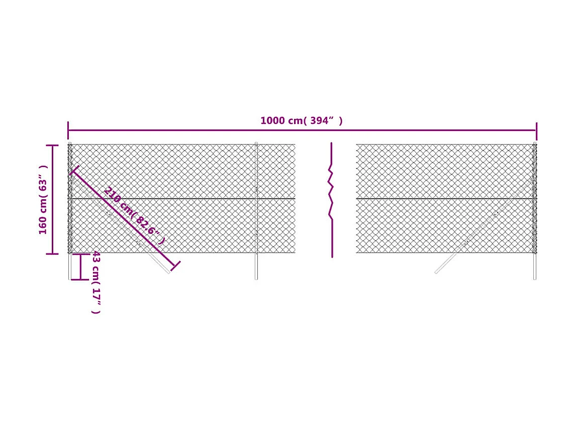 Clôture à mailles losangées anthracite 1,6x10 m