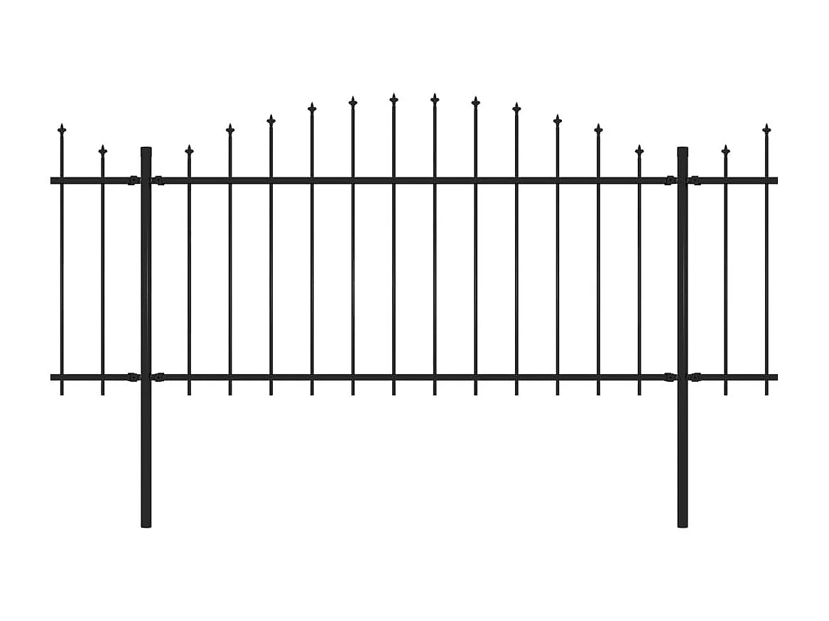 Clôture de jardin à dessus en lance Acier (1,25-1,5)x13,6m Noir