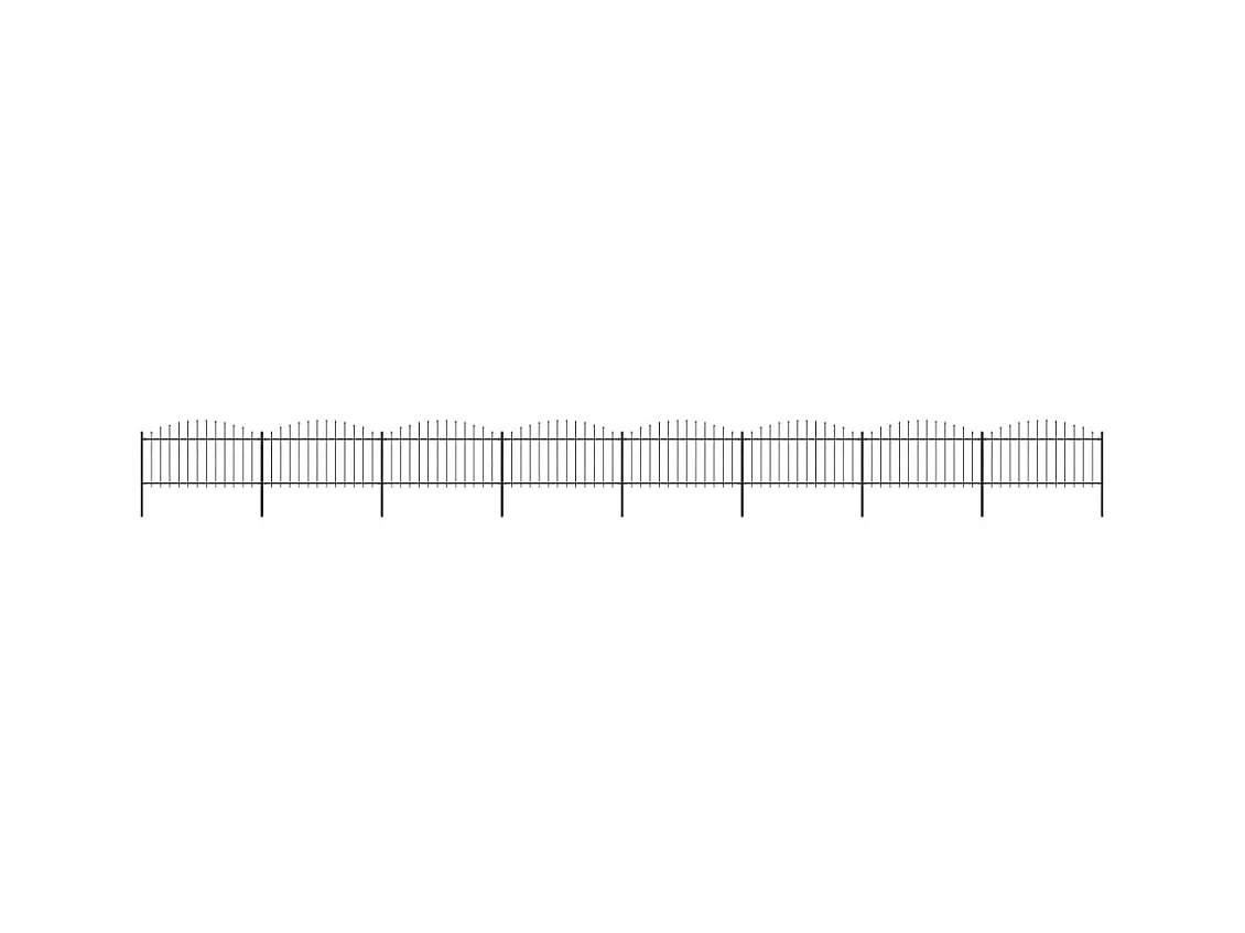 Clôture de jardin à dessus en lance Acier (1,25-1,5)x13,6m Noir